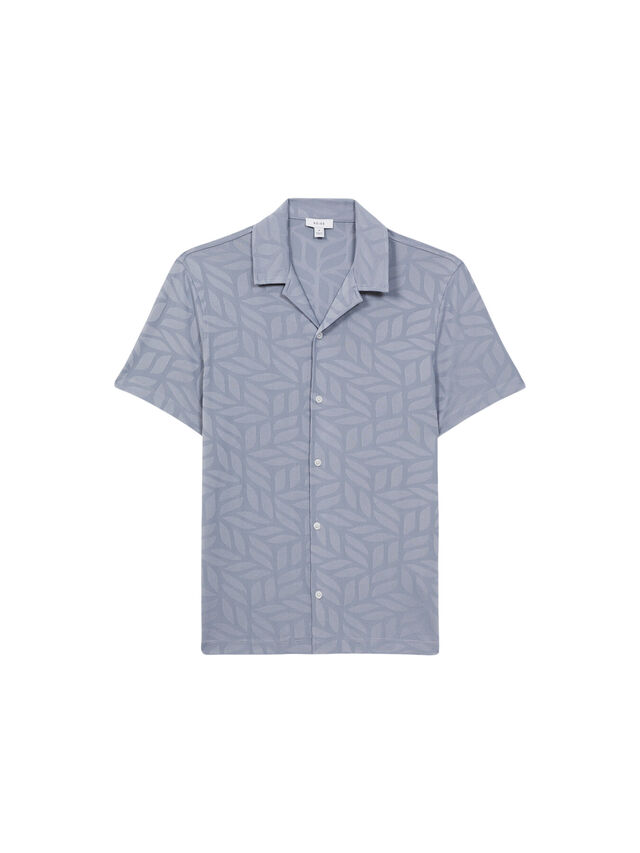 Basswood Jacquard Cuban Collar Button Through T-Shirt
